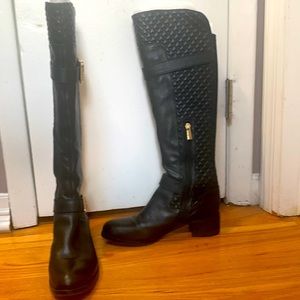 Black Vince Camuto Boots Womens With Gold Buckles Size:7.5